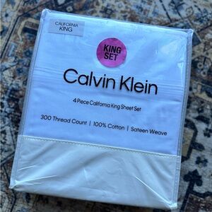 Calvin Klein White Sateen Weave Sheet Set California King